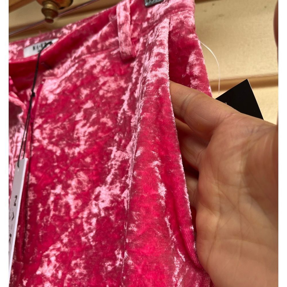 NWT NA-KD Bright Pink Crushed Velvet Suit Pants Size EU32 (See measurements) - Picture 7 of 12